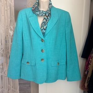 Evan Picone Bright Turquoise Tailored Blazer